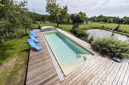 Keramikpool Erato 1000 Farb 3D-Sand mit Schwimmbadüberdachung Elegant