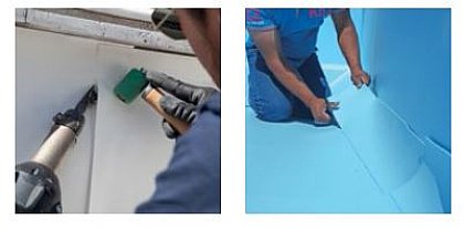 Alkor Schwimmbadfolie an der Wand verlegen