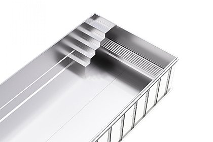 Edelstahl-Pool-mit Röhren Sitzbank