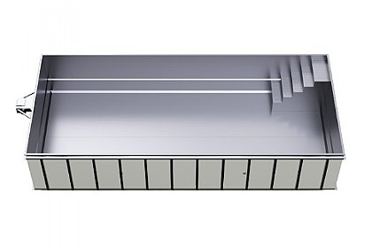 Edelstahl-Pool Seitenansicht