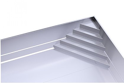 Edelstahl-Überlaufbecken mit 45° Treppe