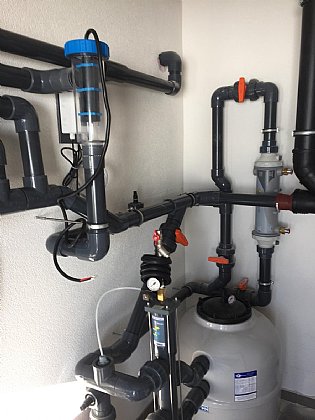 Sandfilteranlage mit Wärmetauscher