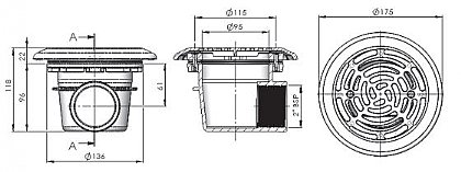 Astral Bodenablauf KS klein Zeichnung