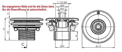 Astral Einlaufdüse KS Zeichnung