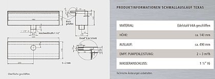 Schwallauslauf Texas Technische Daten