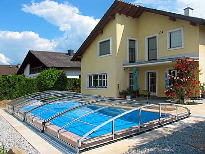 Schwimmbadüberdachung Imperia-Neo Frabe Silber