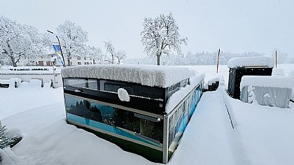 Flache Überdachung Terra im Winter