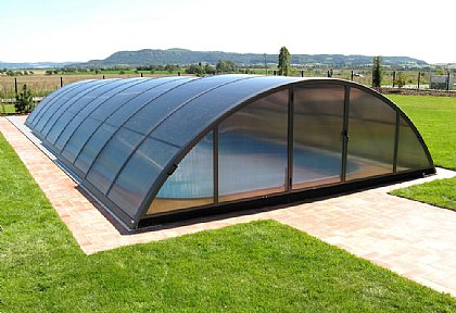 Schwimmbadüberdachung Universe von vorne Farbe Anthrazit