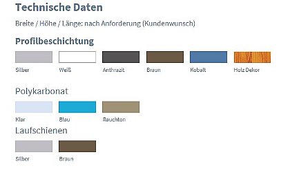 Schwimmbadüberdachung Oceanic Farbauswahl