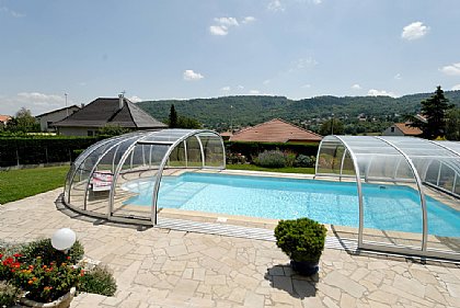 Schwimmbadüberdachung Olympic Farbe Silber