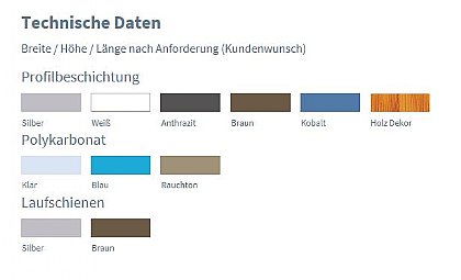 Schwimmbadüberdachung Omega Farbauswahl