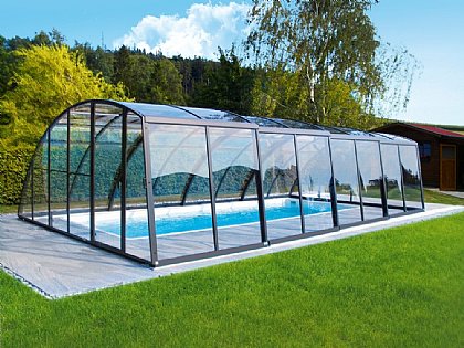 Schwimmbadüberdachung Ravena Farbe Anthrazit