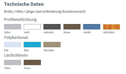 Schwimmbadüberdachung Ravena Farbauswahl
