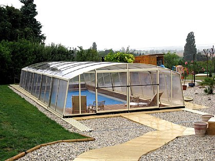 Schwimmbadüberdachung Venezia mit Schiebetür