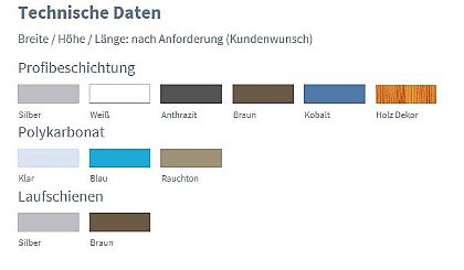 Schwimmbadüberdachung Venezia Farbauswahl