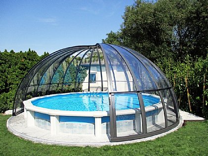 Schwimmbadüberdachung Orient in Anthrazit